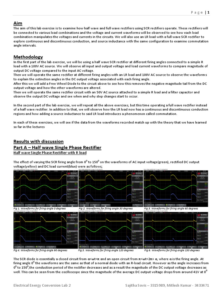SCR Rectifier Lab: Waveform Analysis | PDF | Rectifier | Direct Current