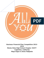 Business Financial Plan Competition 2013-2014 Monta Vista High School Chapter #6477 Cupertino, California Maya Kapur & Anna Tedijanto