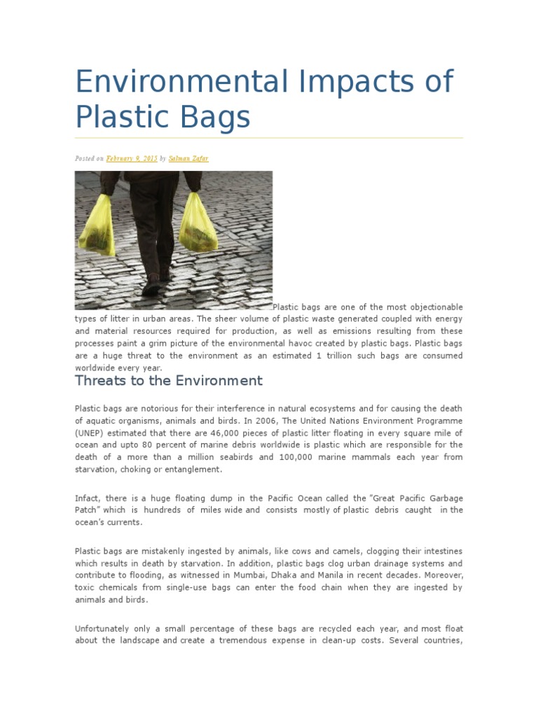 Environmental Impacts of Plastic Bags Waste Management Human Impact