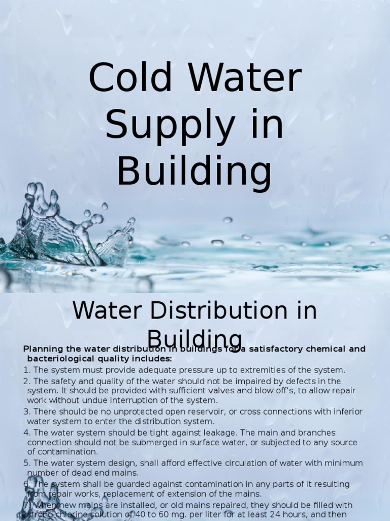 Cold Water Supply Systems in Buildings | PDF | Water Supply Network | Valve