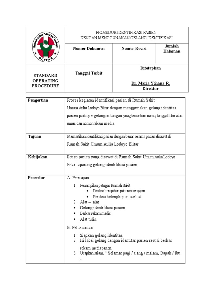 PROSEDUR IDENTIFIKASI PASIEN PROSEDUR IDENTIFIKASI PASIEN