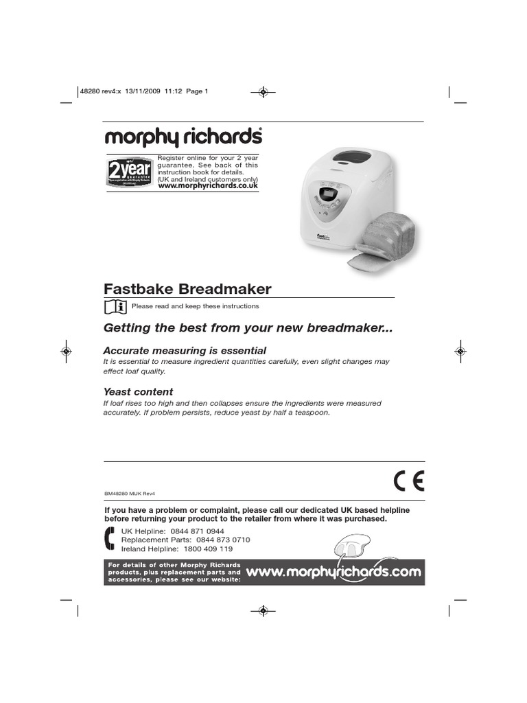 Morphy Richards Fastbake 48280 PDF Breads Flour
