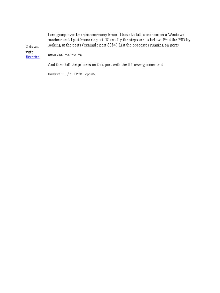 Kill Windows Process by Port Number | PDF