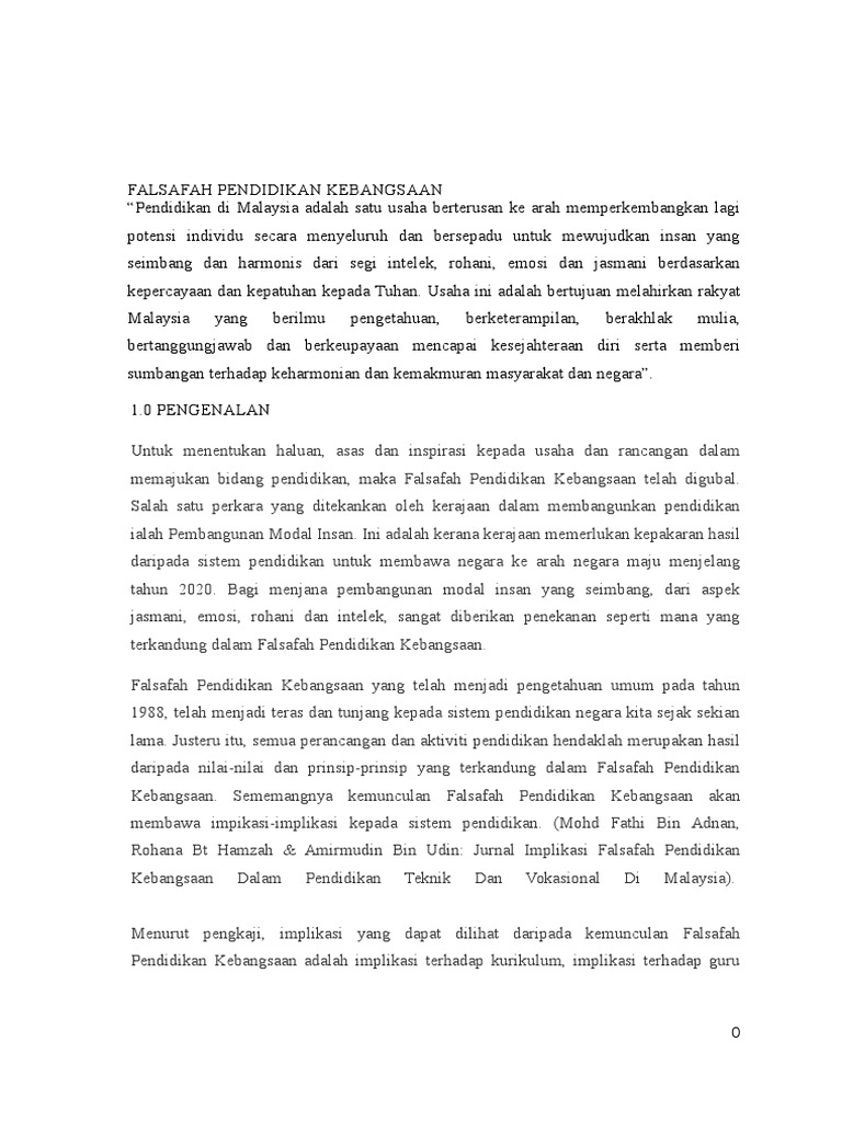 FALSAFAH PENDIDIKAN KEBANGSAAN