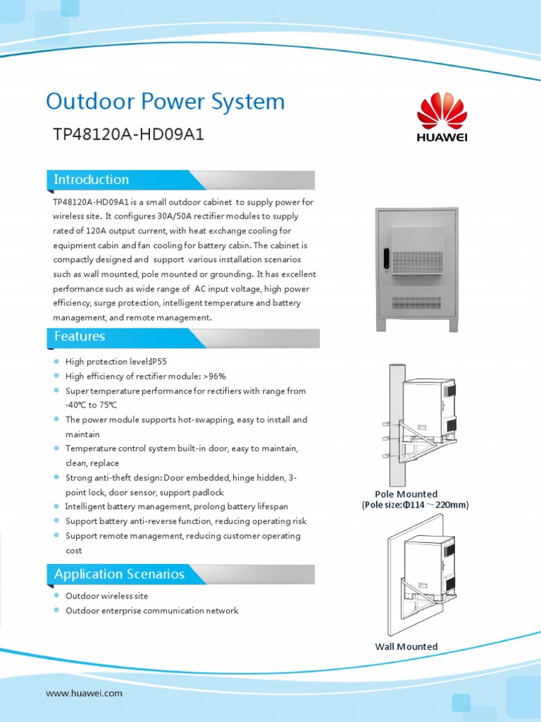 HUAWEI Outdoor Power System TP48120AHD09A1 Datasheet PDF Rectifier