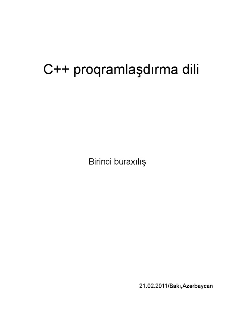 C++ Proqramlaşdırma Dili PDF | PDF