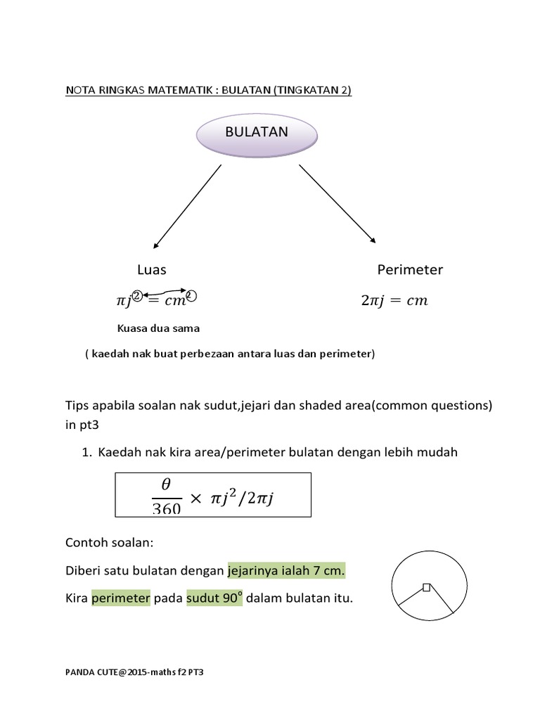 Nota Ringkas Matematik Bulatan Pdf