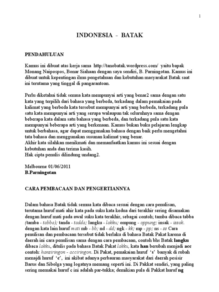 Kamus Batak Indonesia Doc