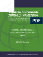 Integracion Regional y Division Internacional del Trabajo
