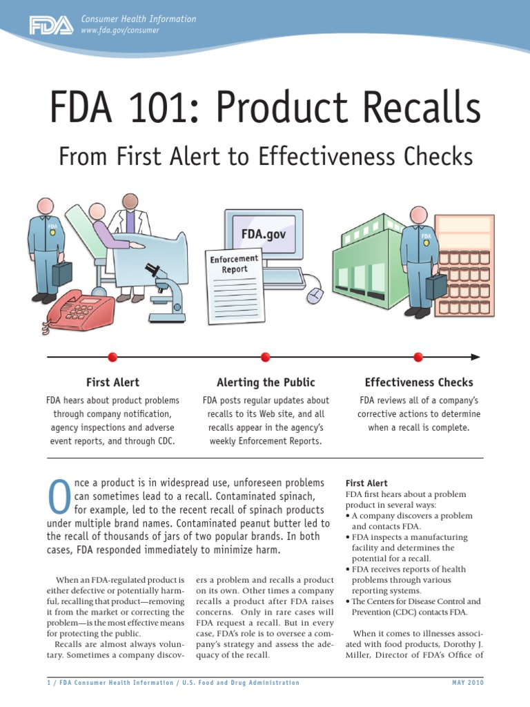 FDA 101 Product Recalls From First Alert to Effectiveness Checks