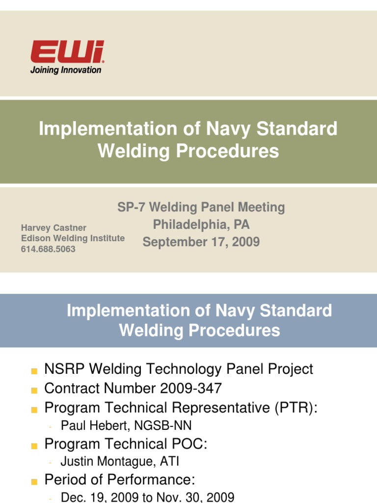 Navy Standard Welding Procedures Implementation | PDF | General ...