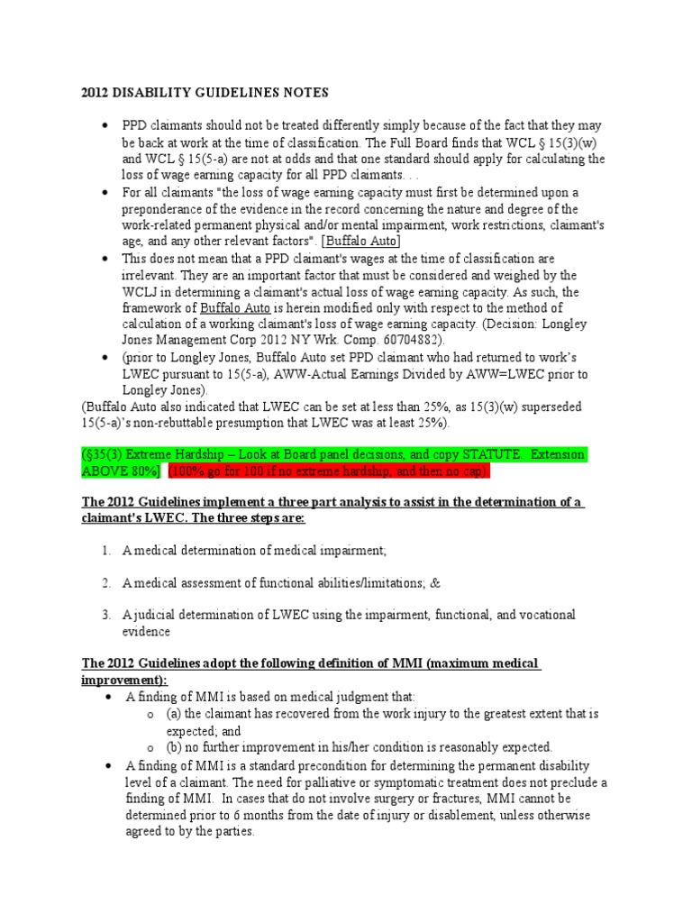 2012 Disability Guidelines Overview | PDF | Disability | Evaluation
