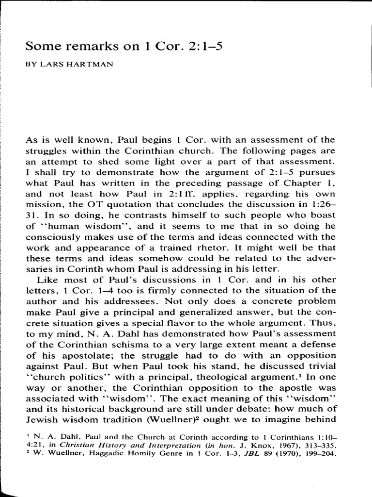 Some Remarks On 1 Cor 2 1 5 PDF First Epistle To The Corinthians