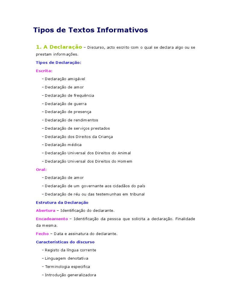 Tipos de Textos Informativos e Estruturas | PDF | Discurso | Semiótica