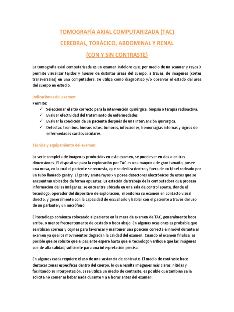 Tomografía Axial Computarizada: Guía Completa | PDF | Ct Scan | Cáncer