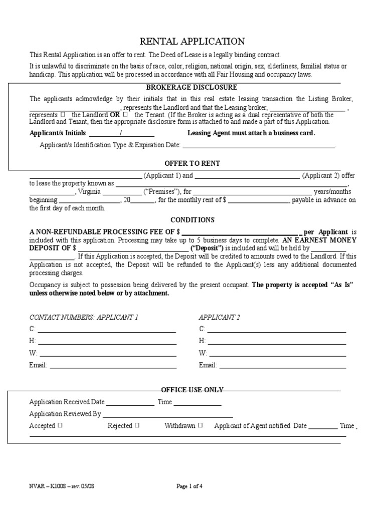 (511468690) VirginiaRentalApplicationForm PDF Lease Leasehold