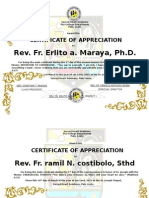 Certificate For The Feast Day