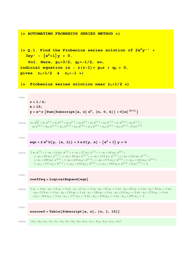 Automatimg Frobenius Series Method: I at @ D 8 D+ at D M | PDF