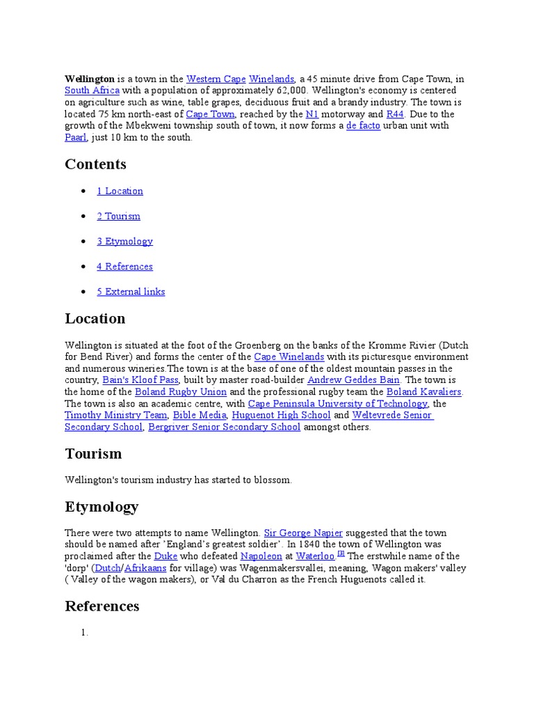 Wellington Is A Town in The | PDF | Politics | Social Science