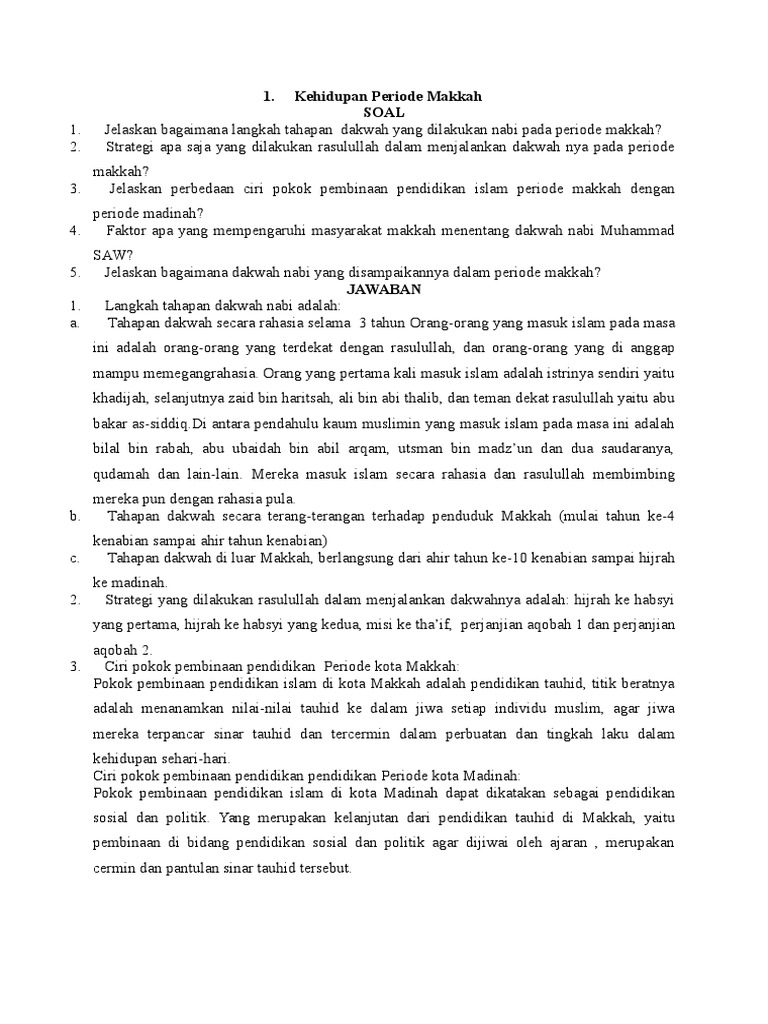 Contoh Soal Sejarah Peradaban Islam Doc