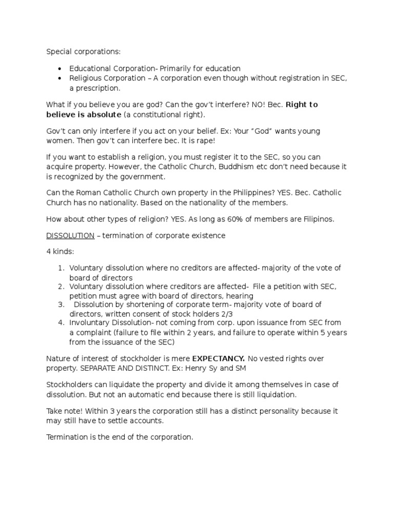 Special Corporations