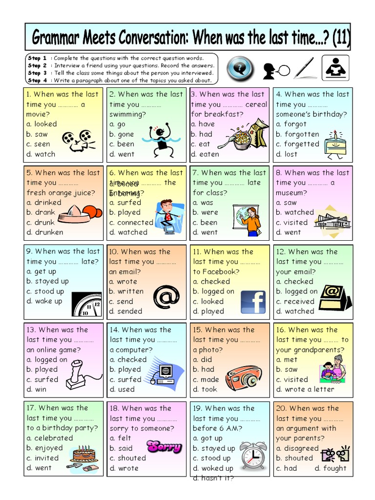 Last Time Questions for Conversation | PDF | Art