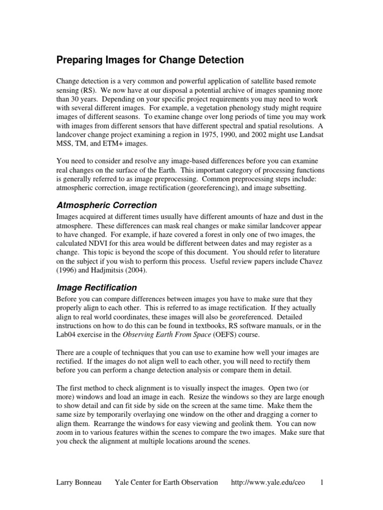 00 Change Detection Prep Pdf Vision Areas Of Computer Science