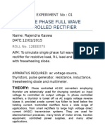 Single Phase Full Wave Controlled Rectifier: Experiment No: 01