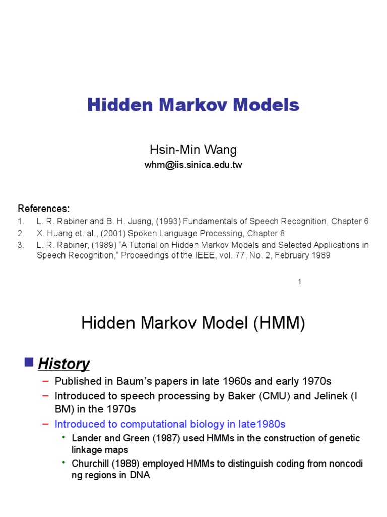 Hidden Markov Models | PDF | Markov Chain | Speech Recognition