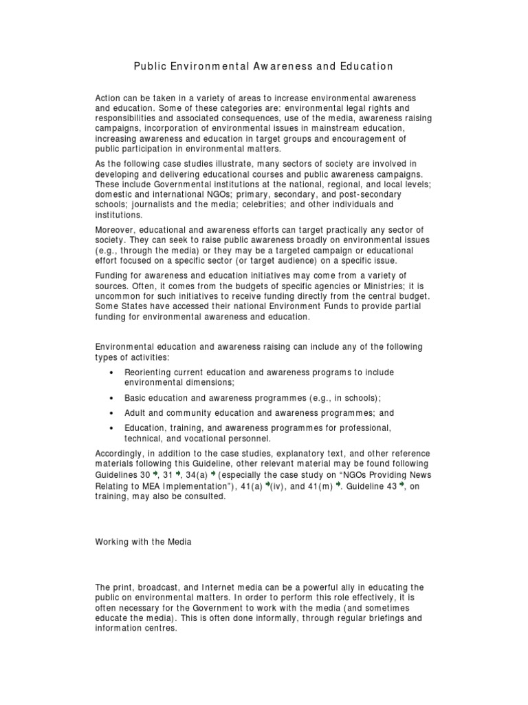 Public Environmental Awareness And Education Pdf Environmentalism