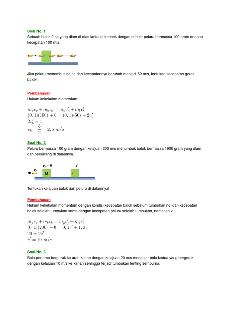 Soal Momentum Dan Tumbukan