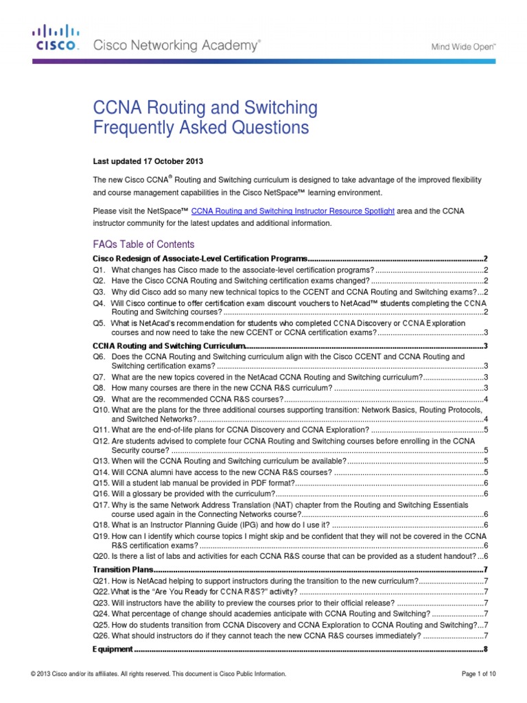CCNA Routing and Switching FAQs.pdf Cisco Certifications Cisco Systems