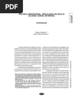 Politica Habitacional, Regulação Do Solo e Aluguel Social