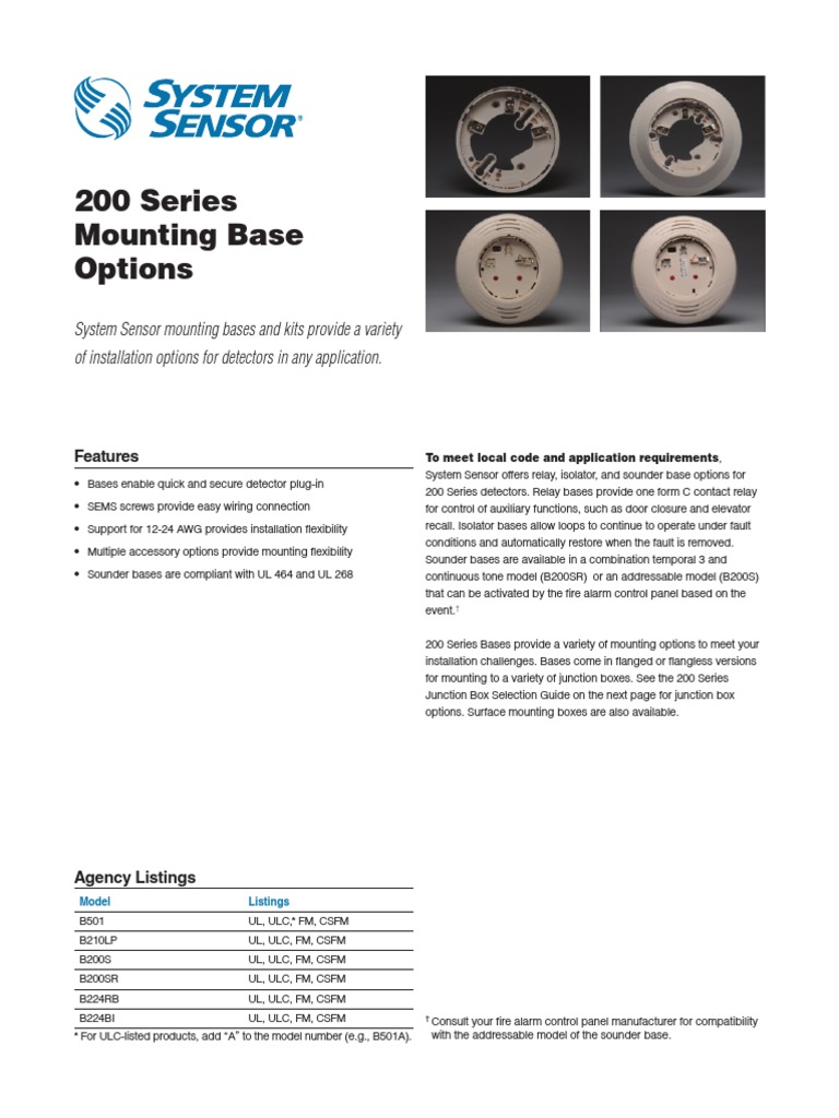 System Sensor B210LP Data Sheet | PDF