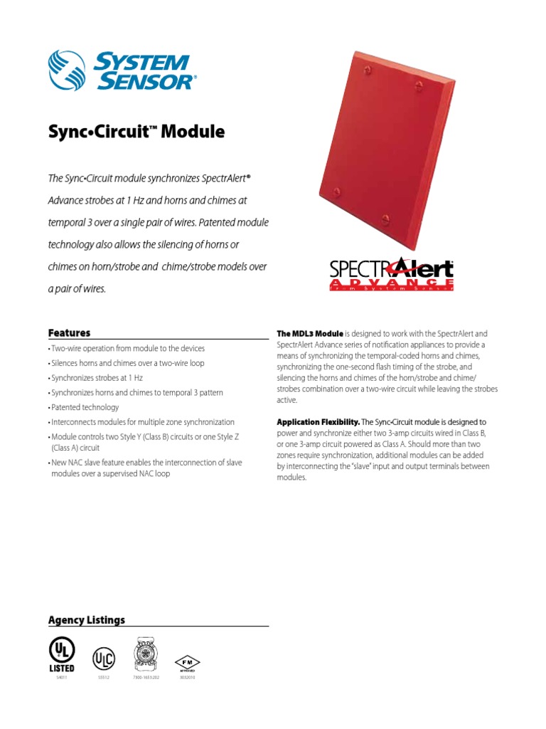 System Sensor MDL3R Data Sheet PDF Amplifier Electronic Circuits