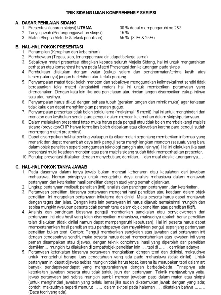 Trik Sidang Ujian Komprehensif