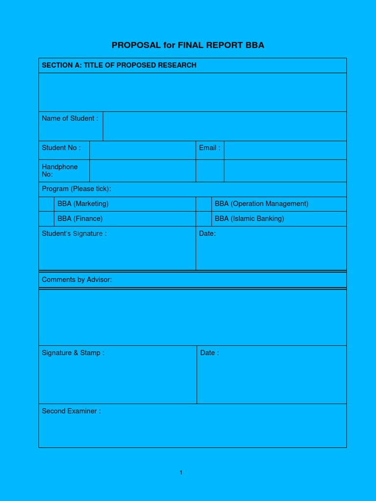 BBA Final Report Proposal Template | PDF | Art