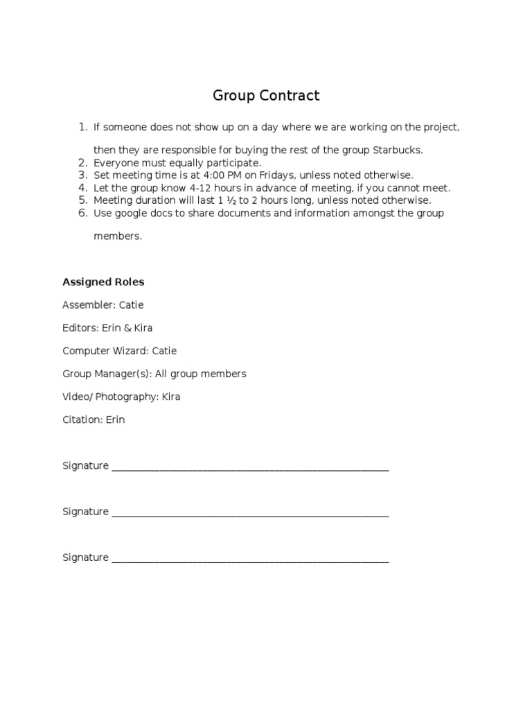 Group Project Contract Guidelines | PDF
