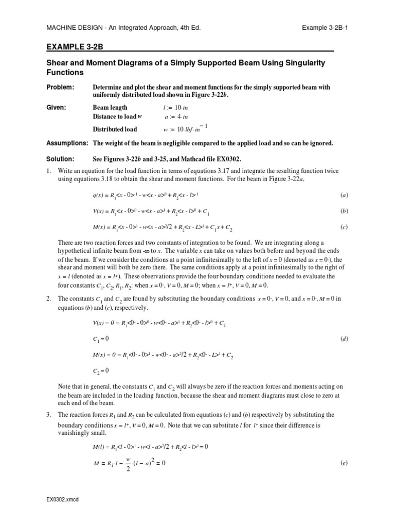 Example 3-2B Shear and Moment Diagrams of A Simply Supported Beam Using ...