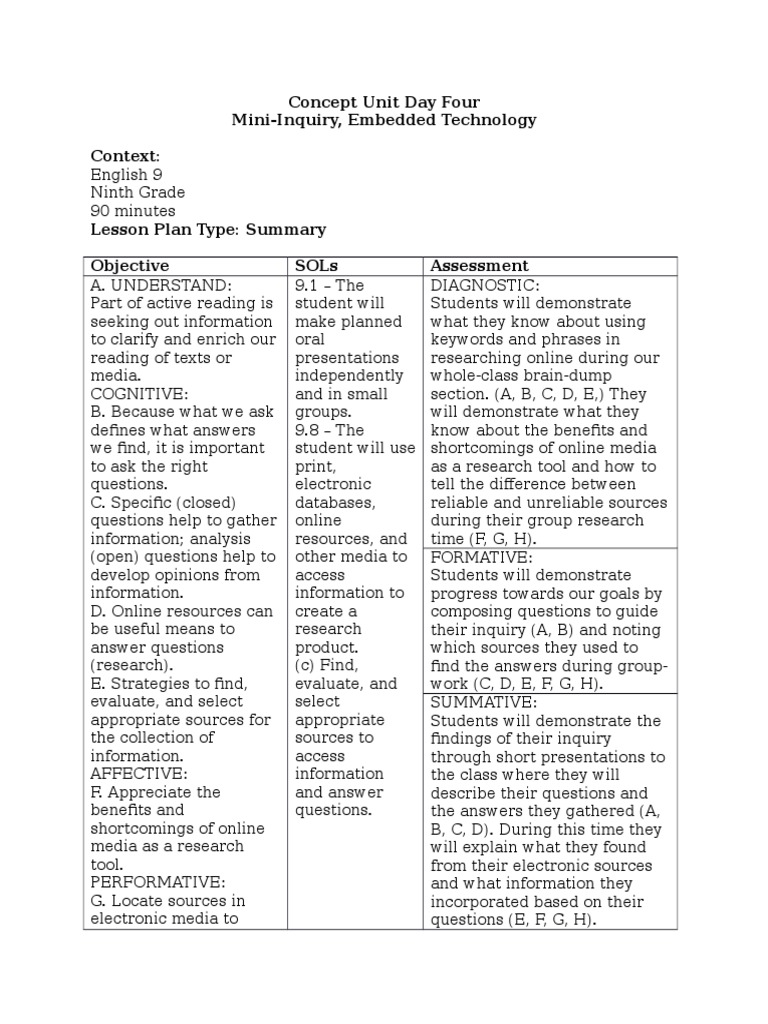 Concept Unit Day 4 - Edit | PDF | Question | Reading (Process)