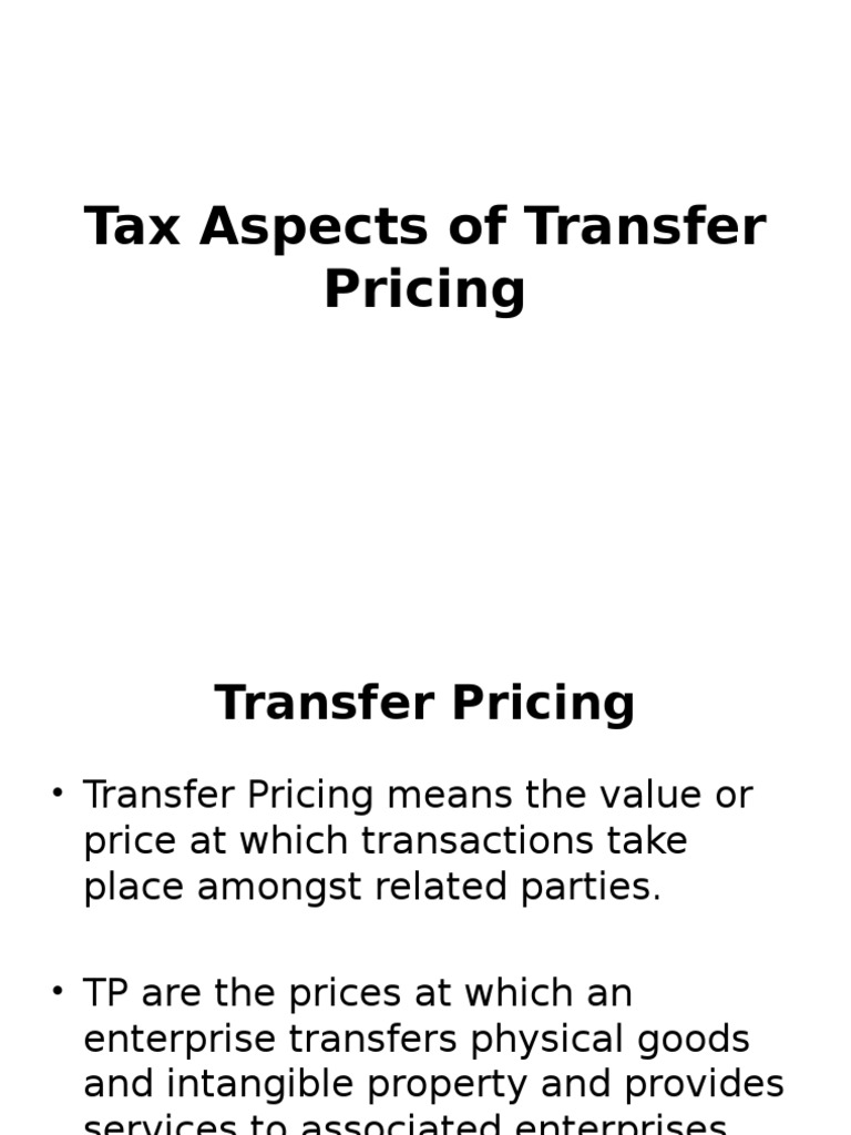 Tax Aspects of Transfer Pricing | PDF | Taxes | Prices