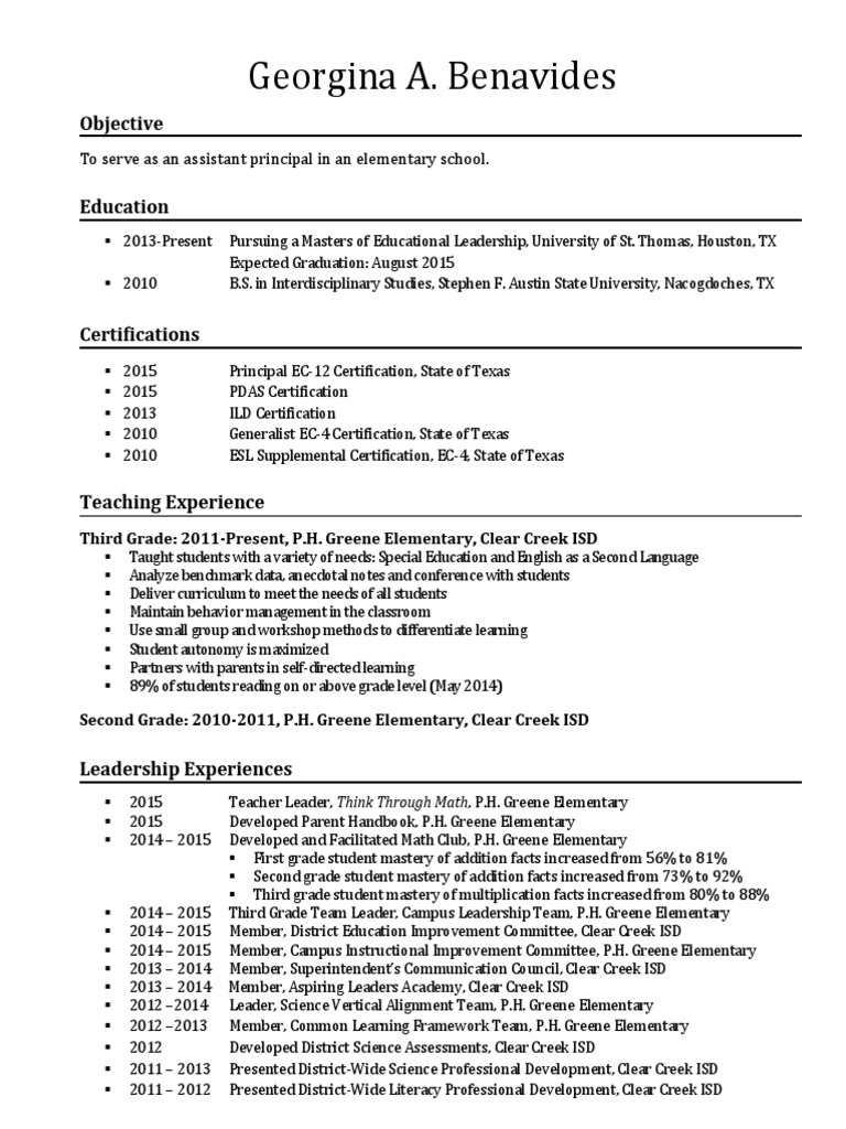 Benavides Resume Weebly PDF English As A Second Or Foreign Language Teachers