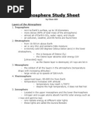 Atmosphere Study Sheet: Layers of The Atmosphere