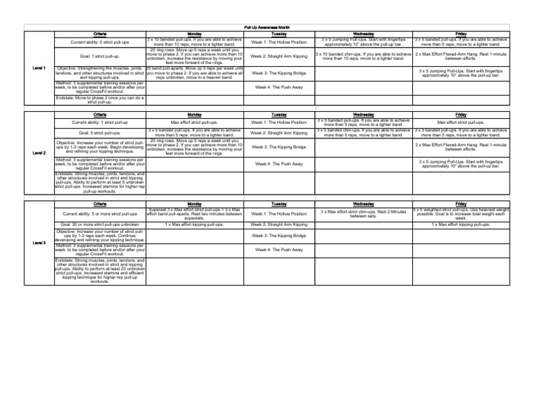 Pull-Up Training Progression Guide | PDF | Self Care | Management Of ...