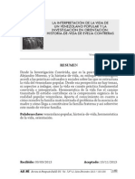 LA INTERPRETACIÓN DE LA VIDA DE UN VENEZOLANO POPULAR Y LA INVESTIGACIÓN EN ORIENTACIÓN