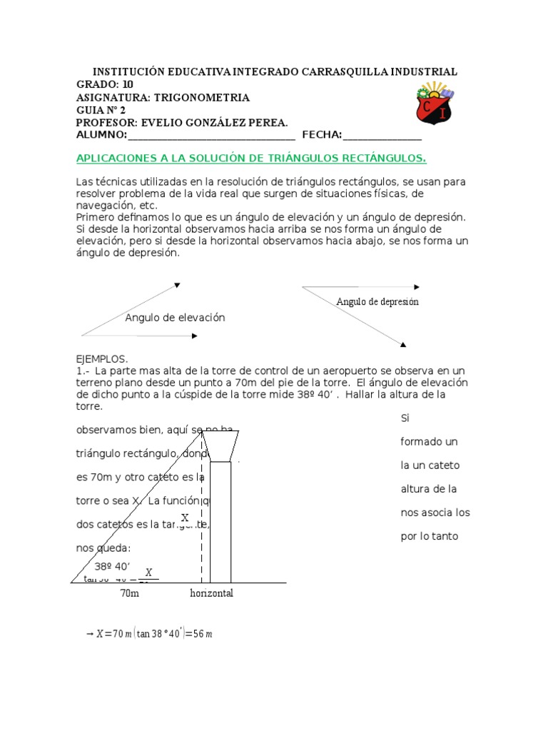 Aplicaciones A La Solución de Triángulos Rectángulos | PDF | Triángulo ...