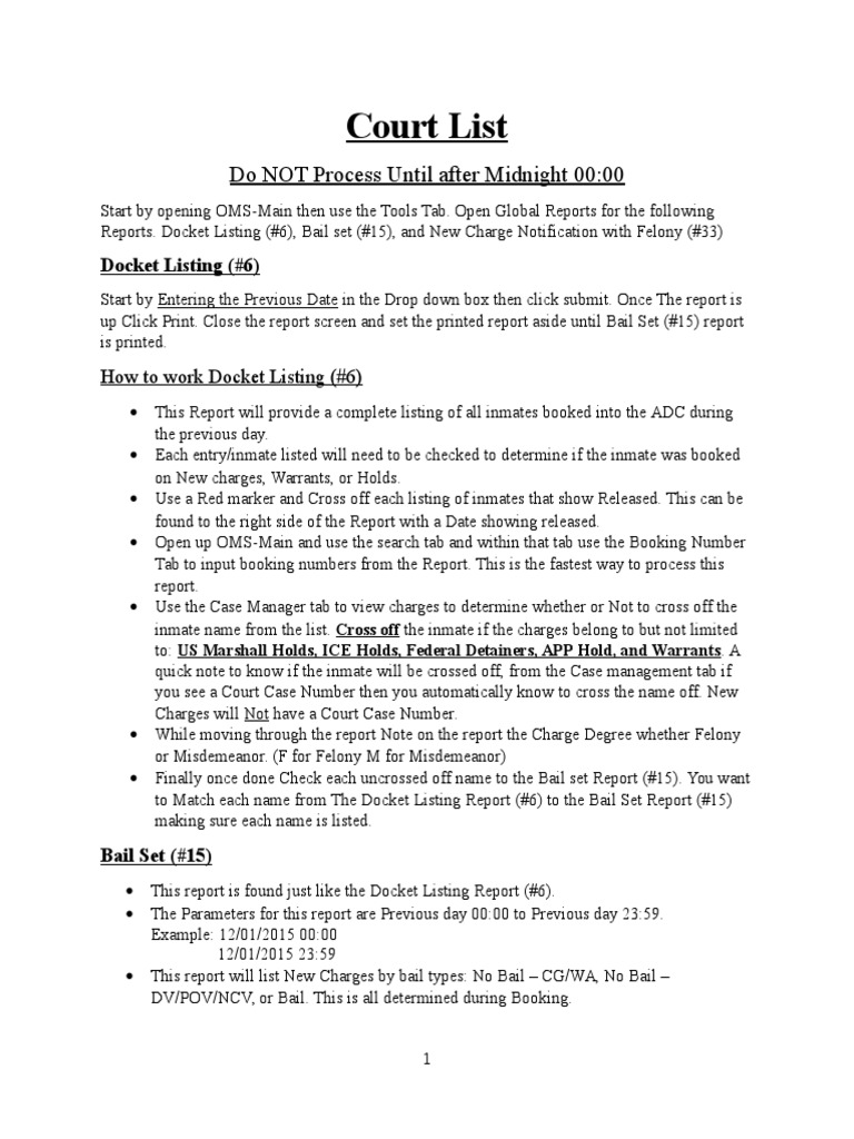 Court Processing Guidelines | PDF | Fax | Email