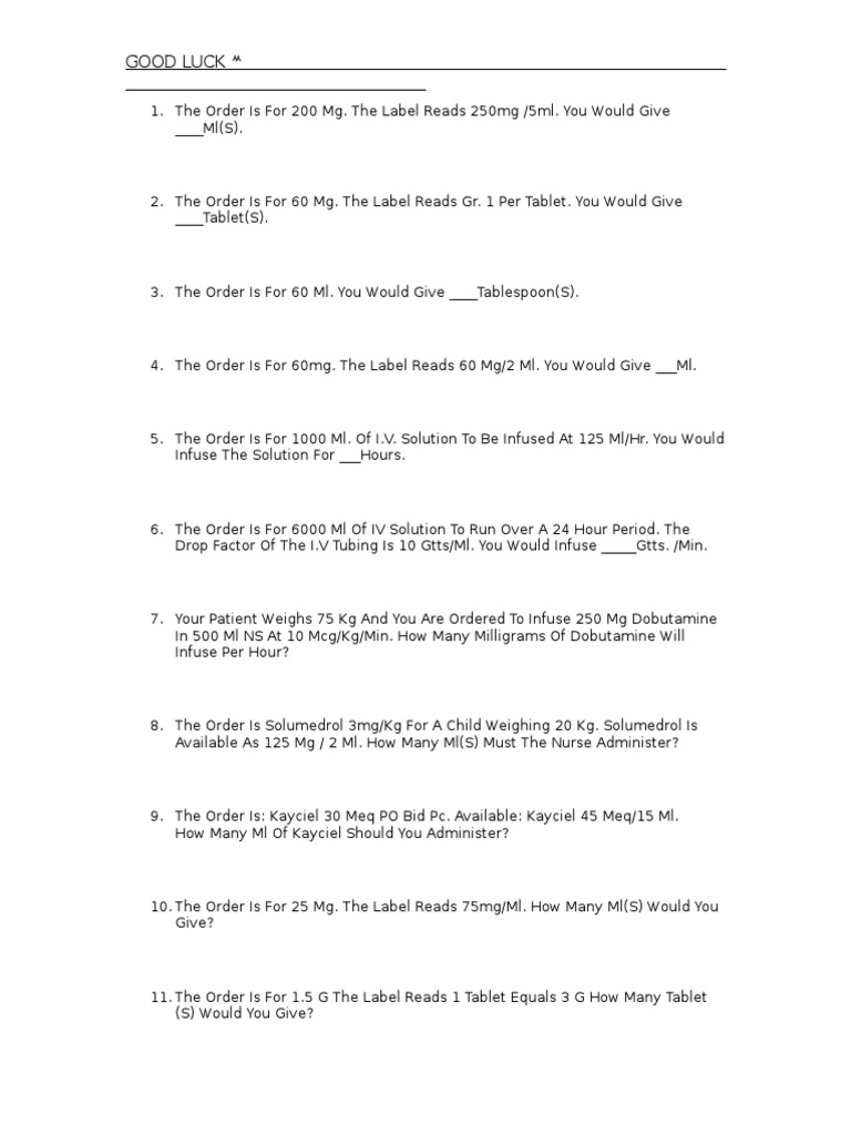 Med Math Practice 2 Pound Mass Drugs