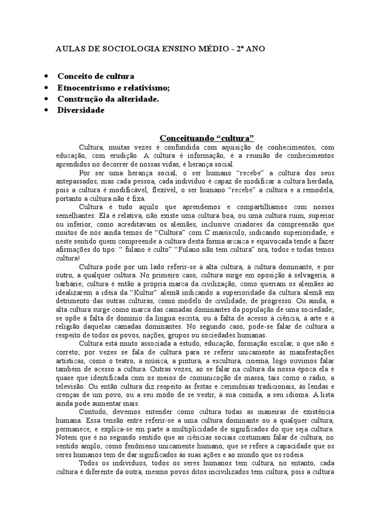 Apostila Do Aluno Sociologia 2 Ano Volume 2
