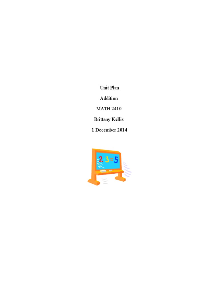 Math 2410 Unit Plan Revised For Educ 2230 | PDF | Educational ...